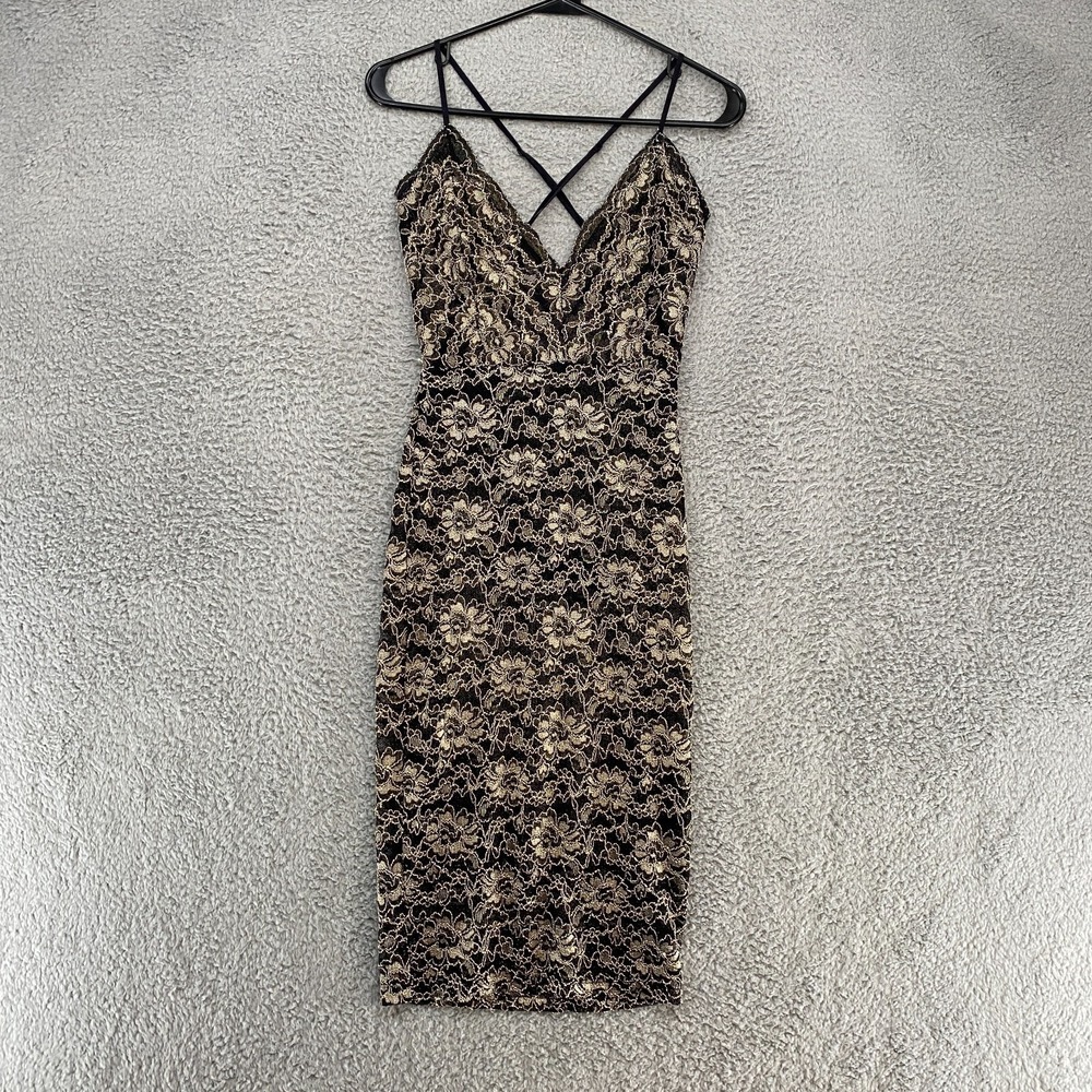 Epiphany Y2K Lace Dress Womens Large Dark Romantic‎ V-Neck Bodycon Crossback